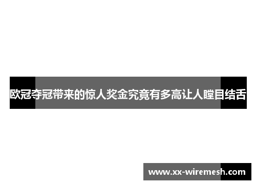 欧冠夺冠带来的惊人奖金究竟有多高让人瞠目结舌